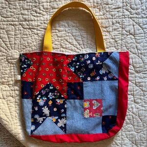 Handmade Vintage Patchwork Tote Bag 21"x17" Muslin Lined - Sew Loved 🧵🪡
